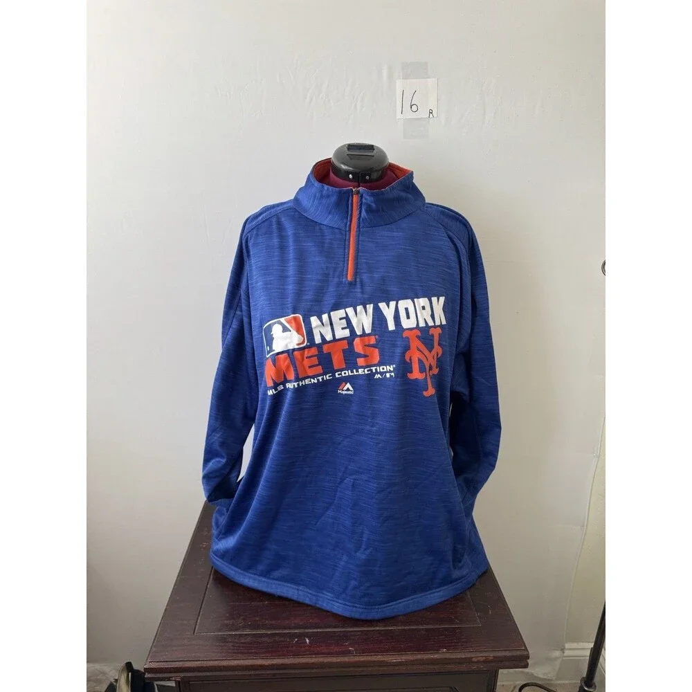 New York Mets Majestic Quarter-Zip Pullover – Size 1X – Royal Blue